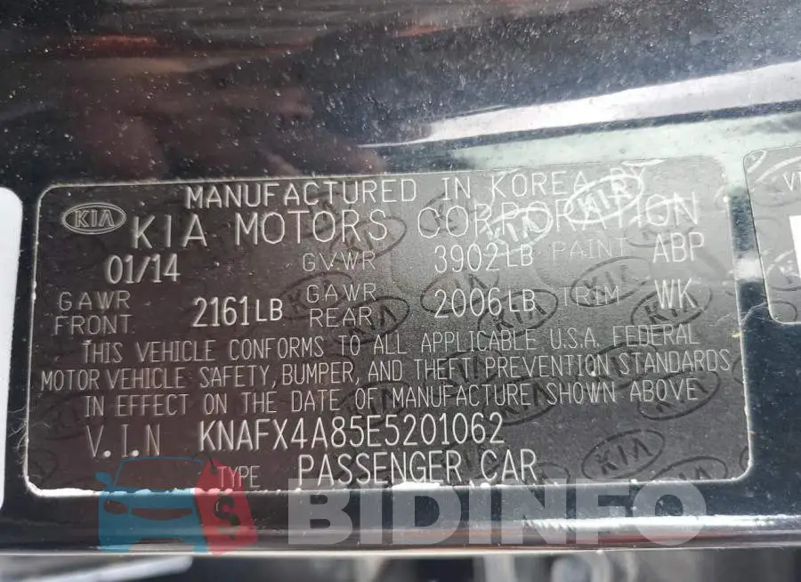 KNAFX4A85E5201062 Photo# 13
