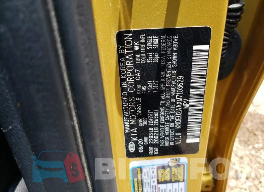 KNDEU2AAXM7103629 Photo# 14