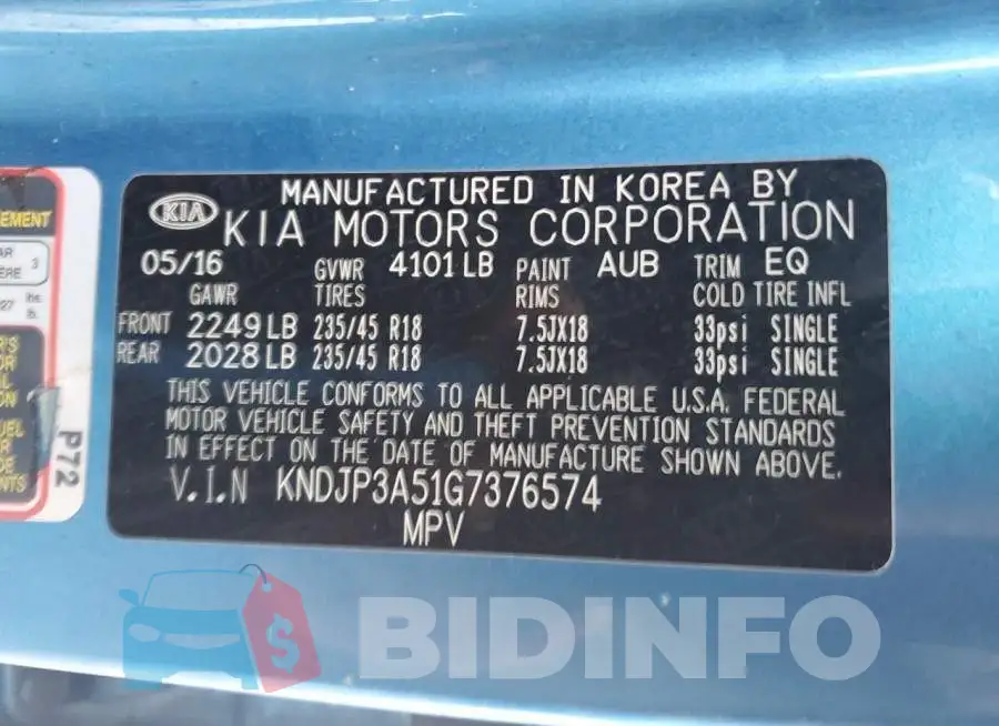 KNDJP3A51G7376574 Photo# 12