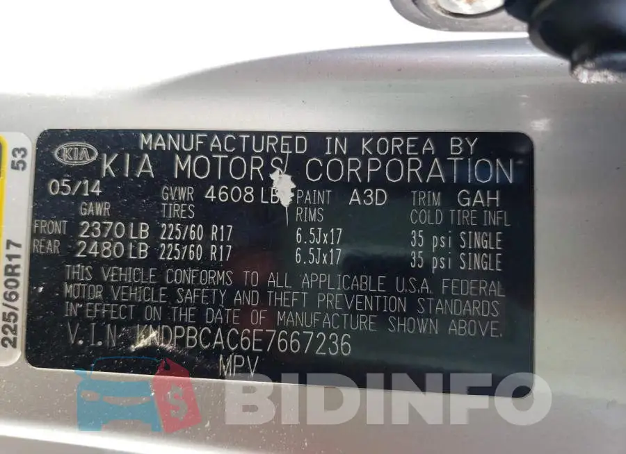 KNDPBCAC6E7667236 Photo# 13