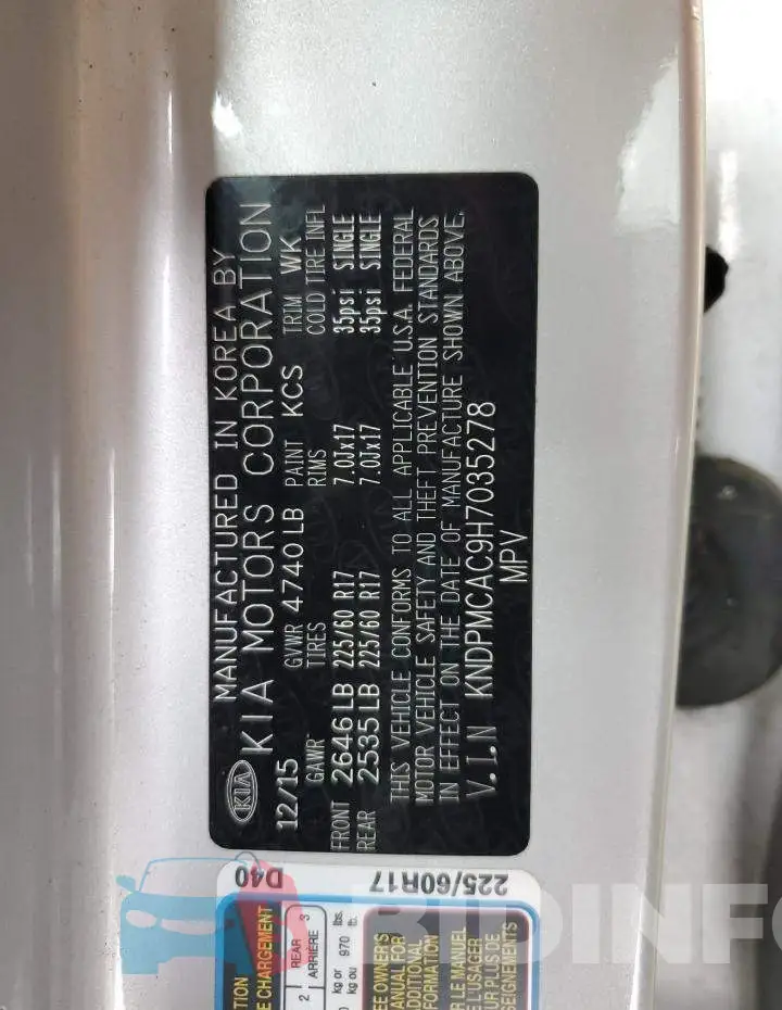KNDPMCAC9H7035278 Photo# 13
