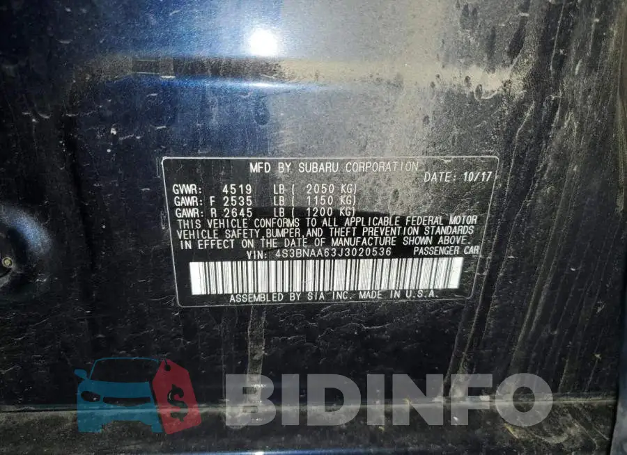 4S3BNAA63J3020536 Photo# 12