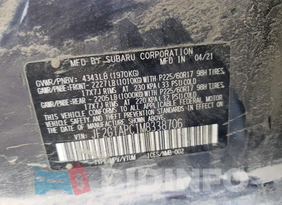 JF2GTAPC1M8338706 Photo# 13