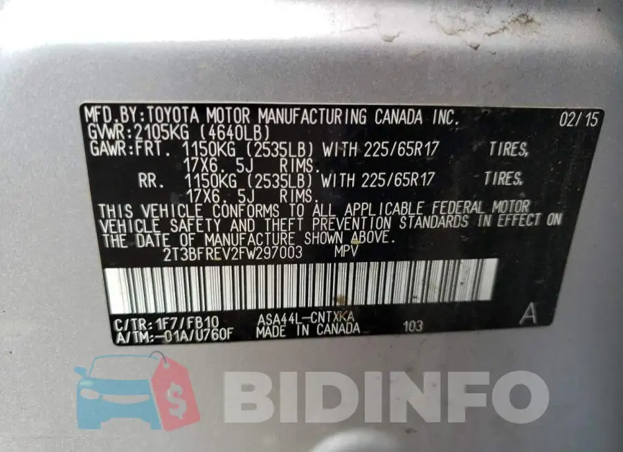 2T3BFREV2FW297003 Photo# 13