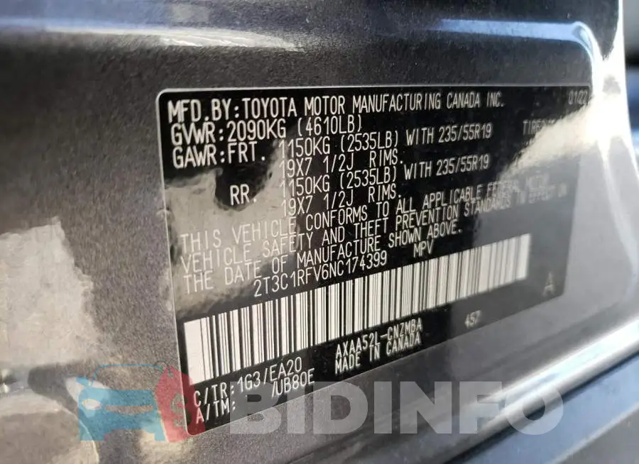2T3C1RFV6NC174399 Photo# 14