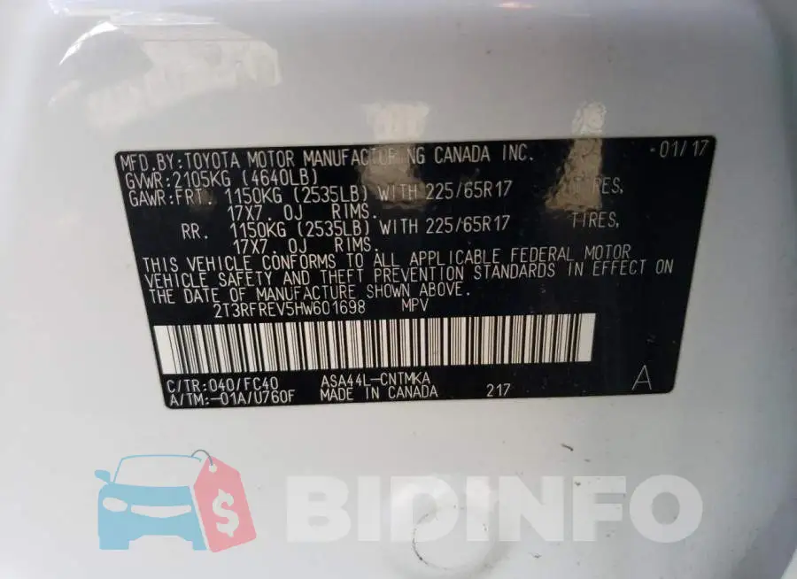 2T3RFREV5HW601698 Photo# 13