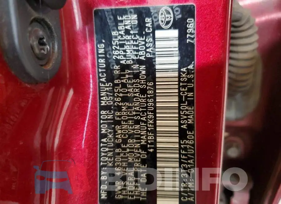 4T1BF1FK9FU961876 Photo# 12