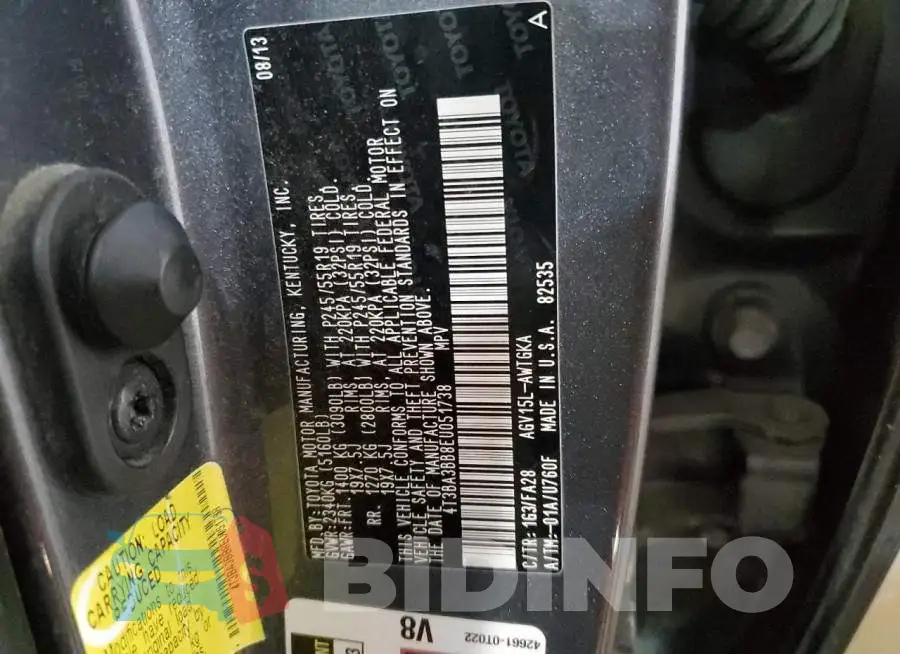 4T3BA3BB8EU051738 Photo# 13