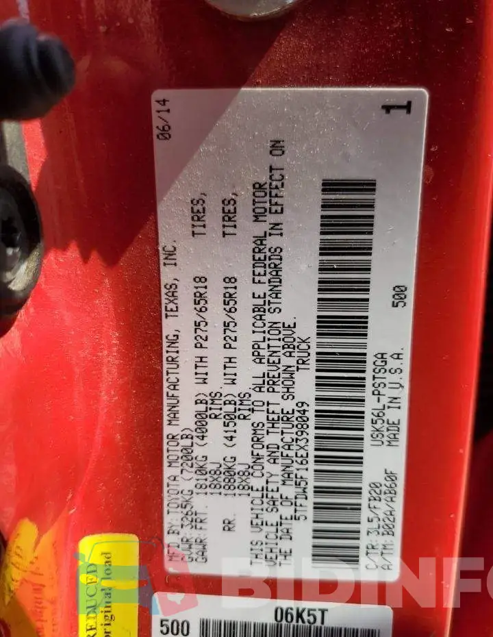 5TFDW5F16EX398049 Photo# 12