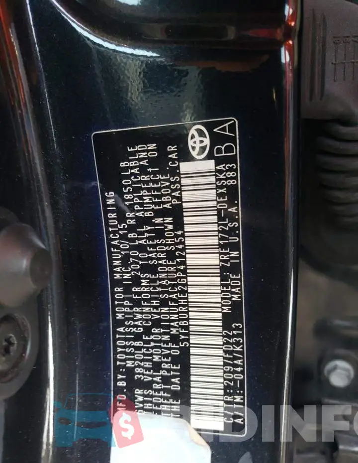 5YFBURHE2GP412454 Photo# 12