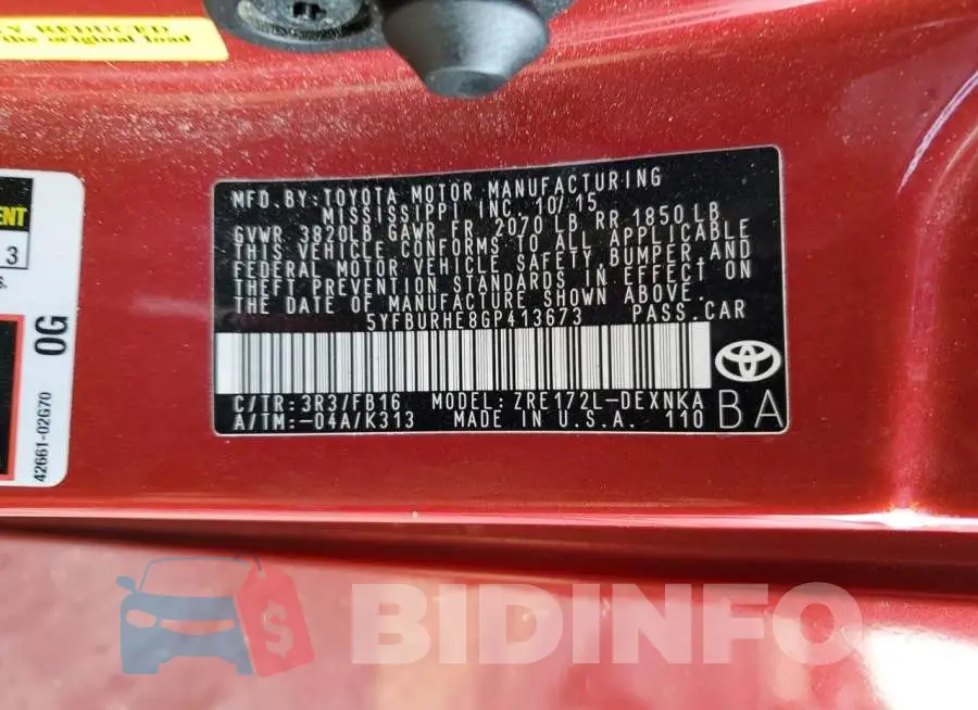 5YFBURHE8GP413673 Photo# 13