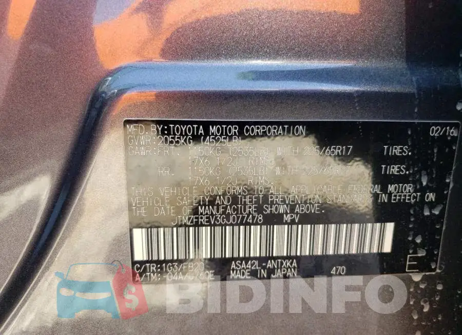 JTMZFREV3GJ077478 Photo# 13