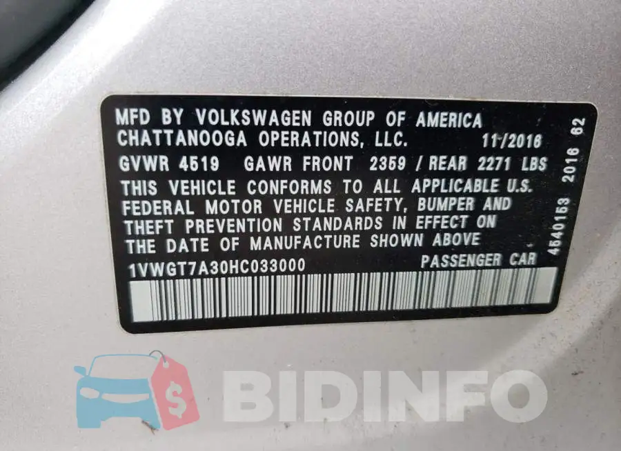 1VWGT7A30HC033000 Photo# 12