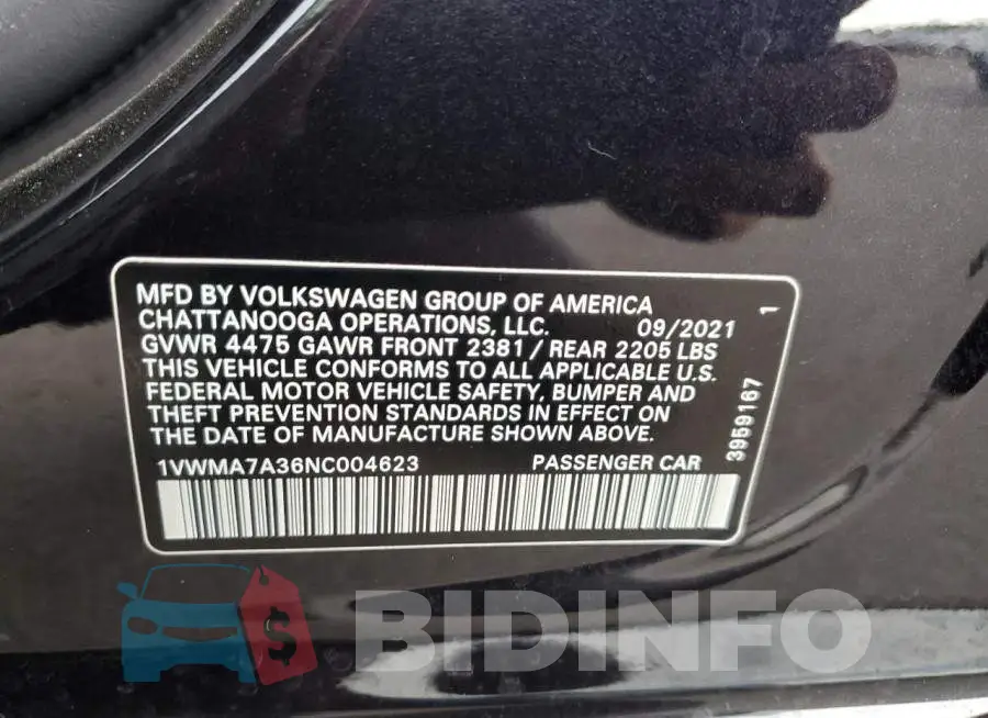 1VWMA7A36NC004623 Photo# 12