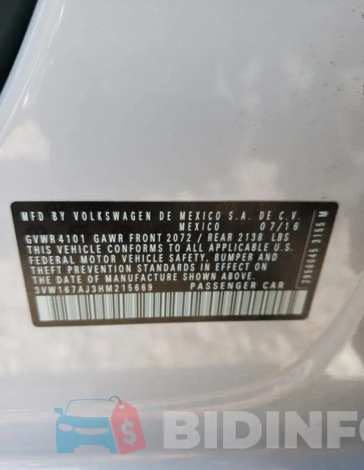 3VW167AJ3HM215669 Photo# 12
