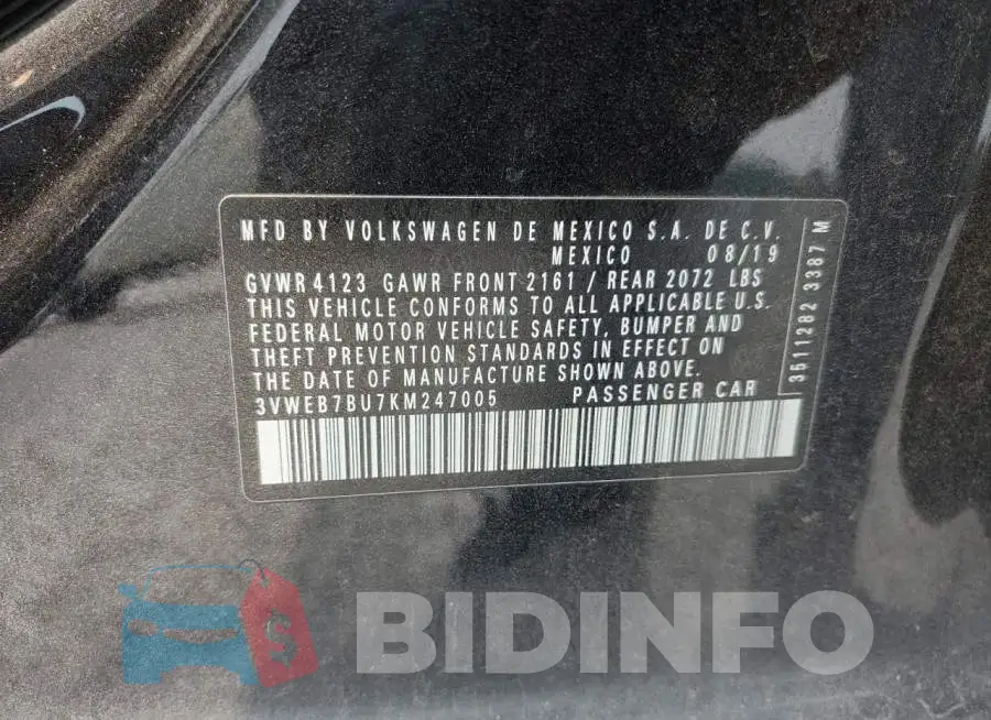 3VWEB7BU7KM247005 Photo# 12