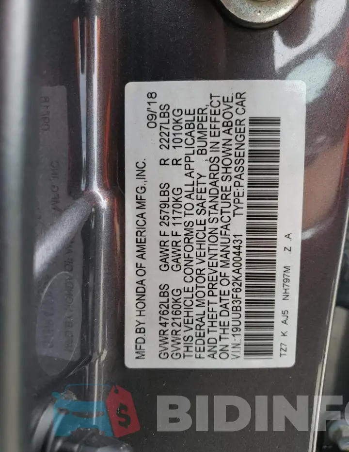 19UUB3F62KA004431 Photo# 12