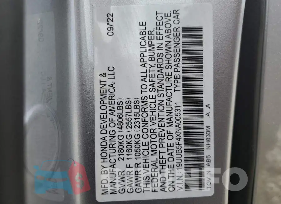 19UUB5F4XNA005311 Photo# 13