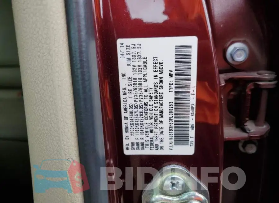 5J8TB3H53FL000253 Photo# 12
