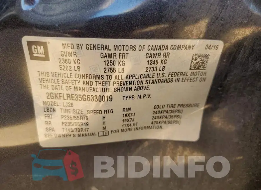 2GKFLRE35G6330019 Photo# 13