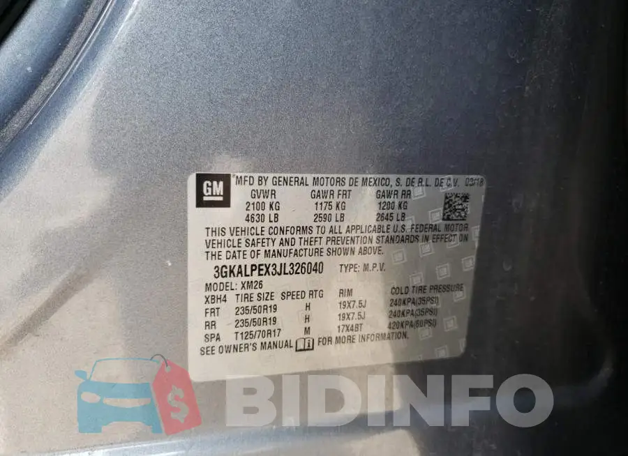 3GKALPEX3JL326040 Photo# 14