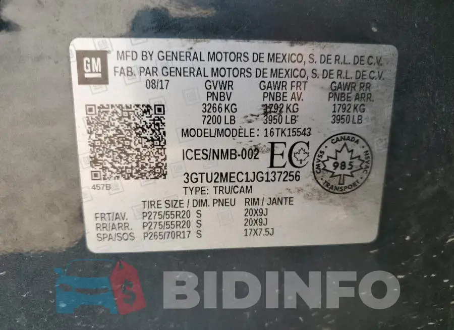 3GTU2MEC1JG137256 Photo# 12
