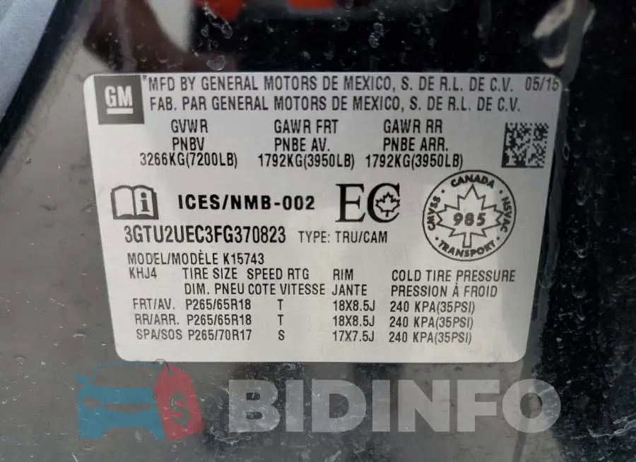 3GTU2UEC3FG370823 Photo# 12