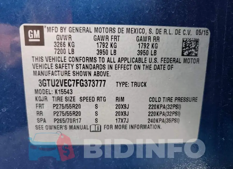3GTU2VEC7FG373777 Photo# 12