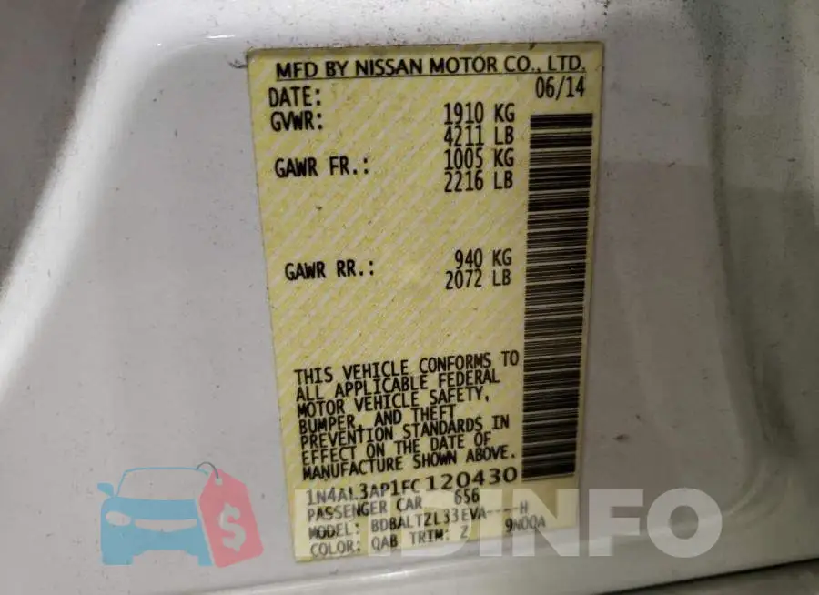 1N4AL3AP1FC120430 Photo# 12