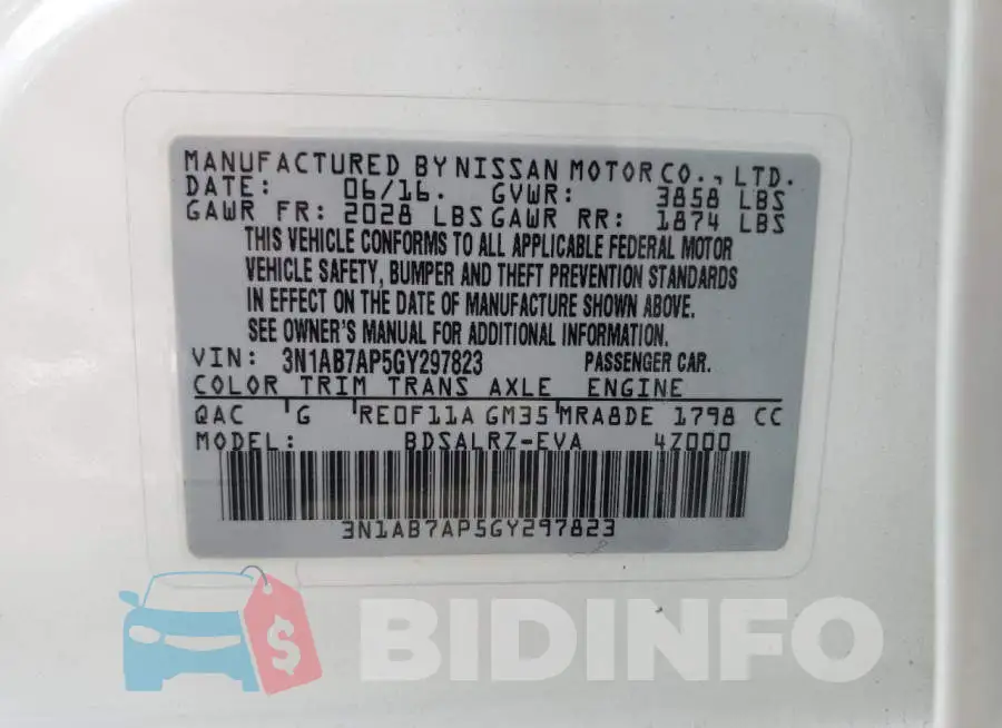 3N1AB7AP5GY297823 Photo# 13