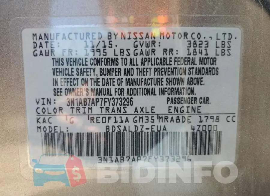 3N1AB7AP7FY373296 Photo# 12