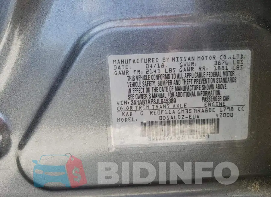 3N1AB7AP8JL645389 Photo# 12