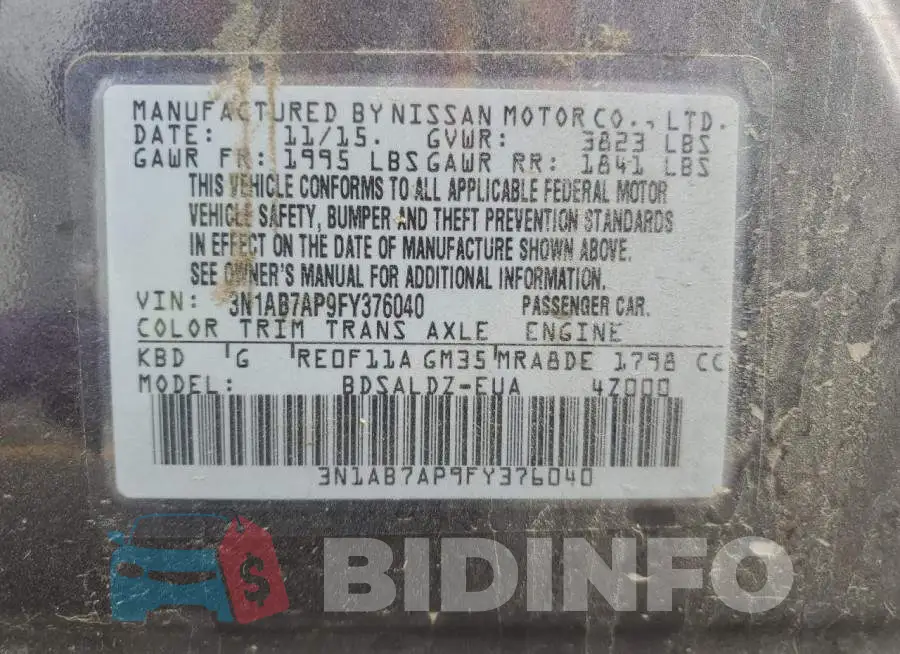 3N1AB7AP9FY376040 Photo# 13