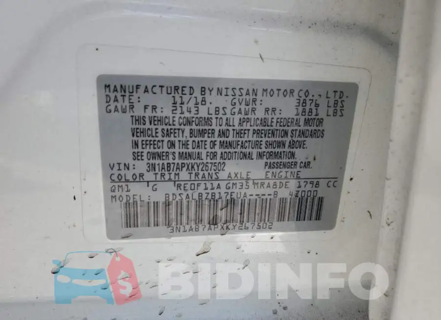 3N1AB7APXKY267502 Photo# 12
