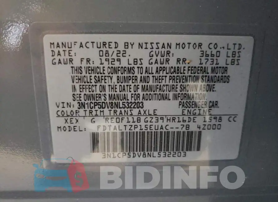 3N1CP5DV8NL532203 Photo# 13