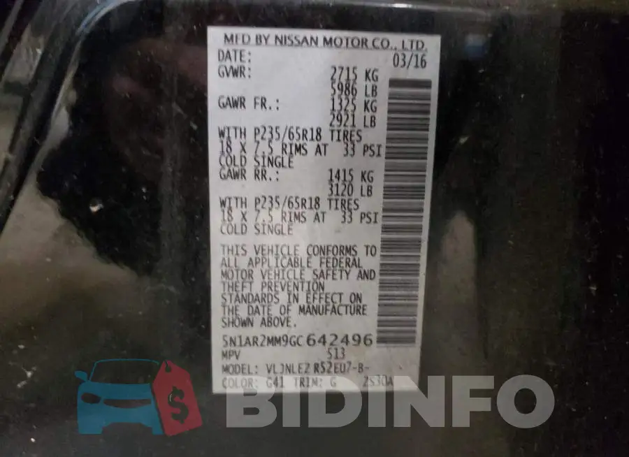 5N1AR2MM9GC642496 Photo# 12