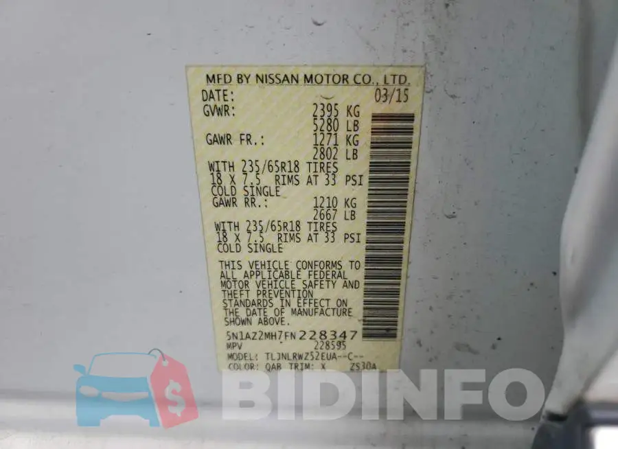 5N1AZ2MH7FN228347 Photo# 12