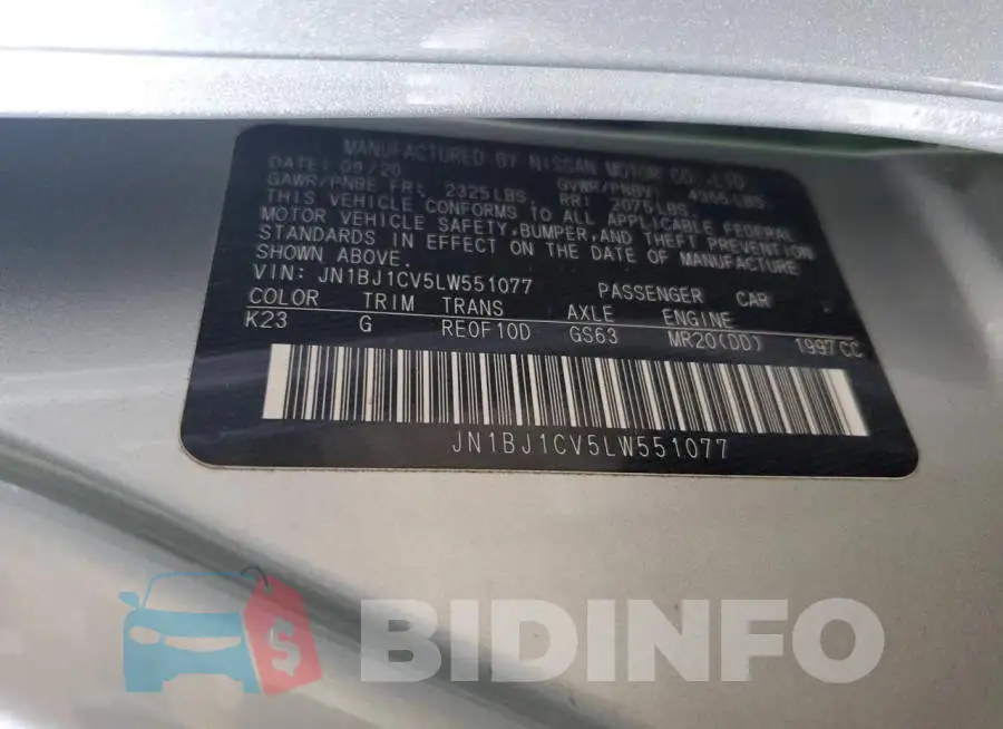 JN1BJ1CV5LW551077 Photo# 12