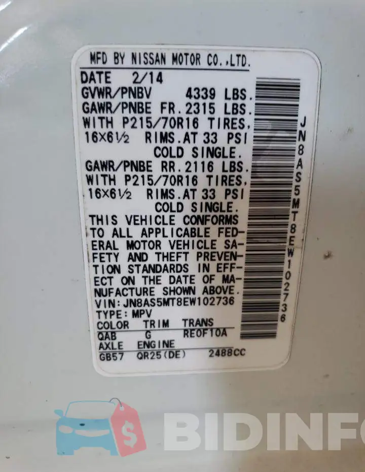 JN8AS5MT8EW102736 Photo# 13
