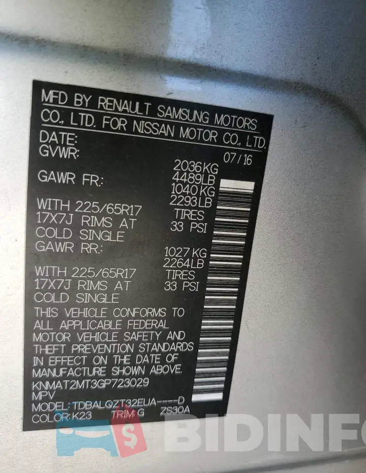 KNMAT2MT3GP723029 Photo# 14