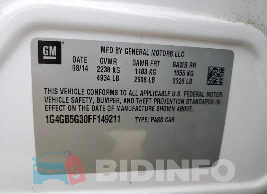 1G4GB5G30FF149211 Photo# 12