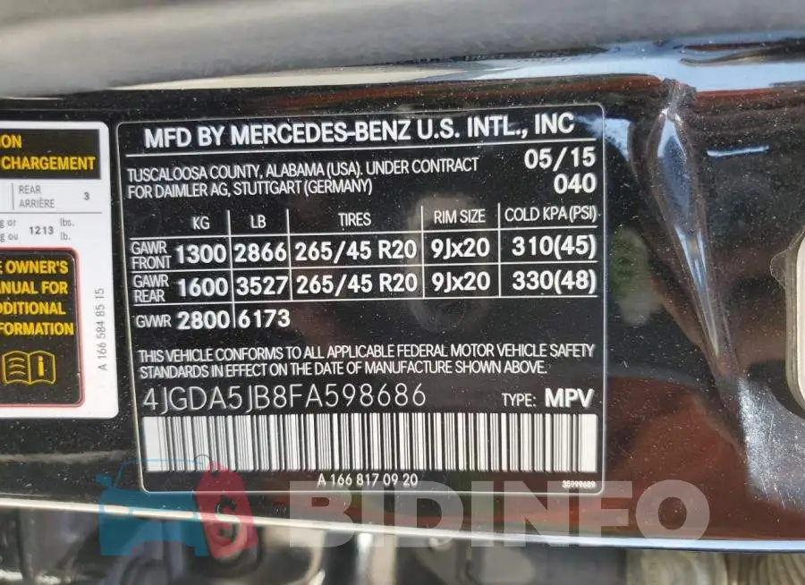 4JGDA5JB8FA598686 Photo# 14