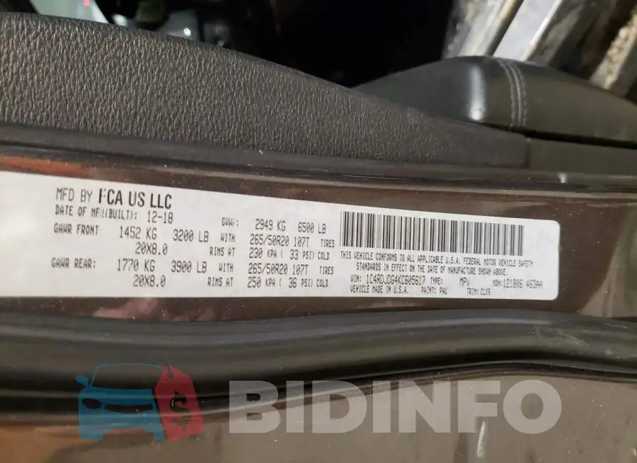 1C4RDJDG4KC605617 Photo# 13