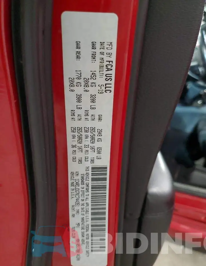1C4RDJDG7KC744351 Photo# 13