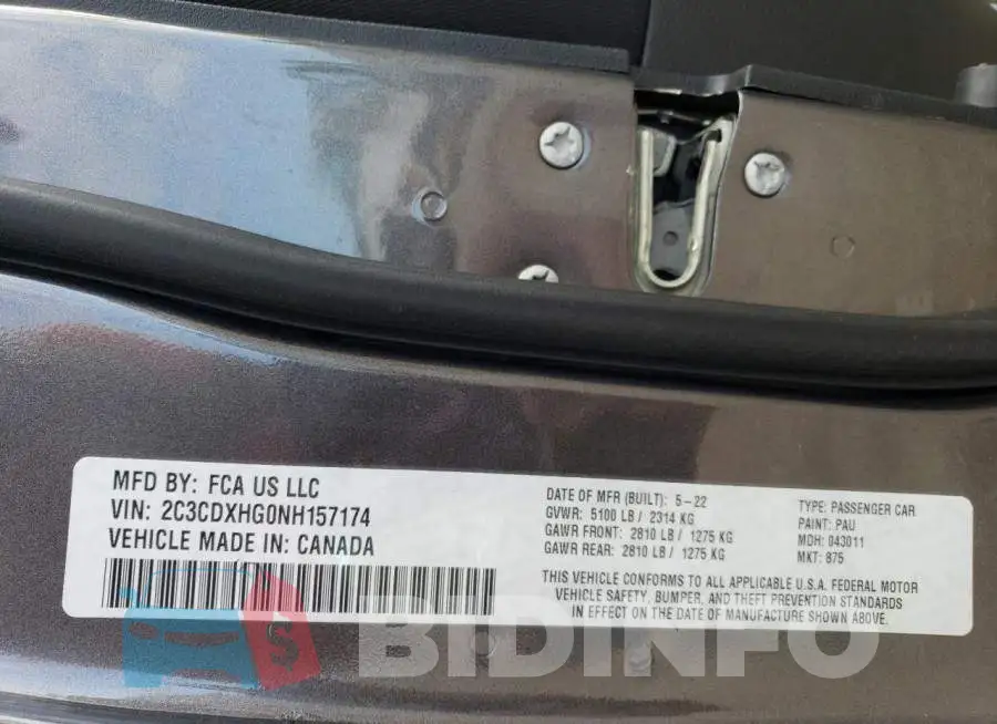 2C3CDXHG0NH157174 Photo# 12