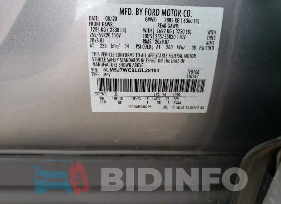 5LM5J7WC9LGL29183 Photo# 13