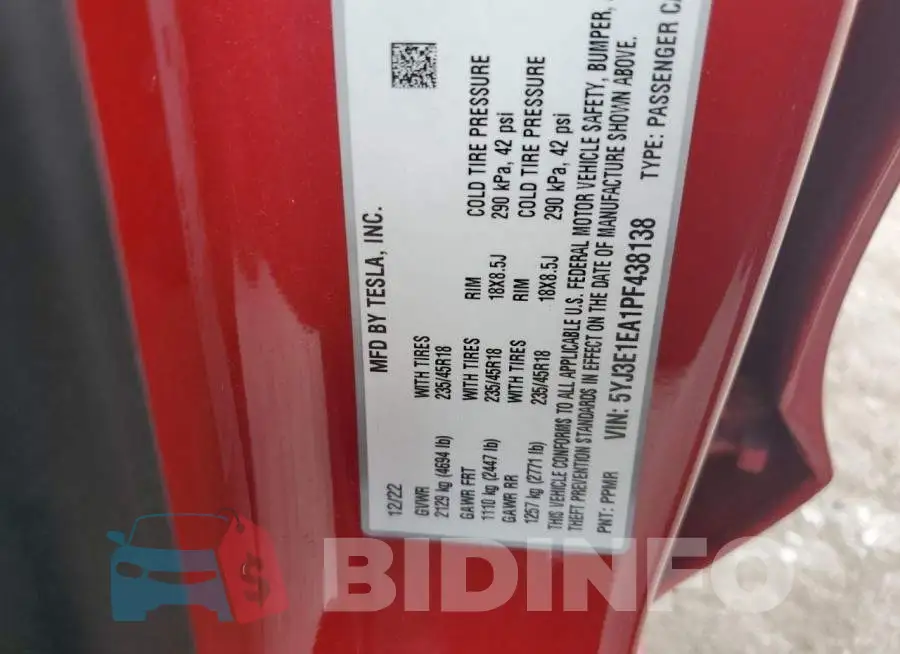 5YJ3E1EA1PF438138 Photo# 12