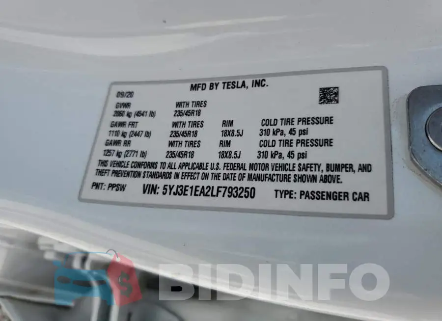 5YJ3E1EA2LF793250 Photo# 12