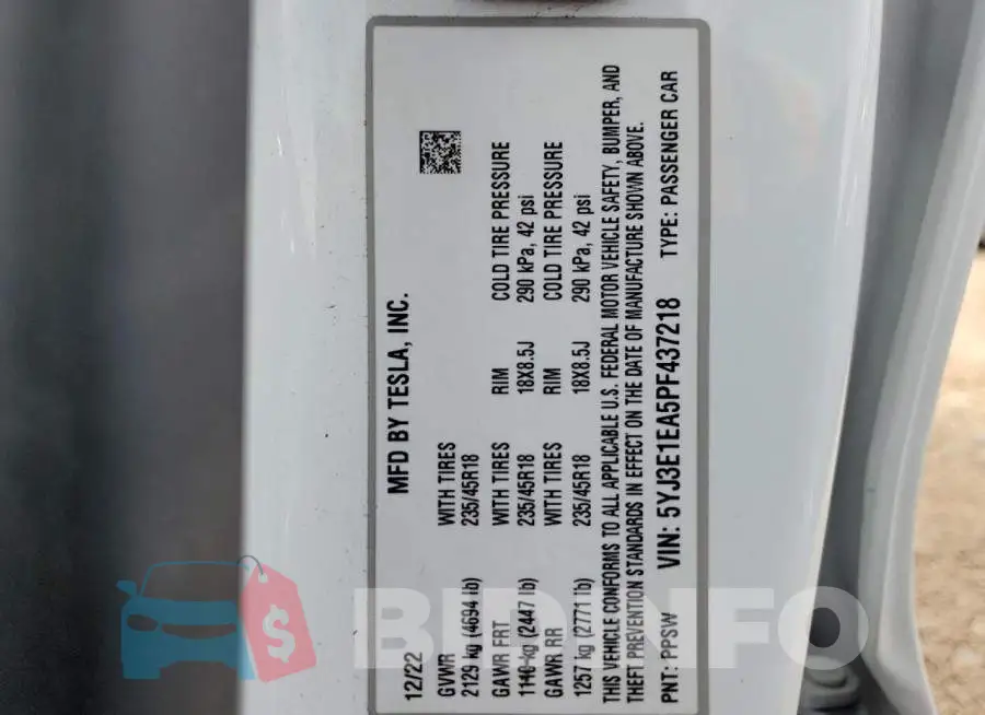 5YJ3E1EA5PF437218 Photo# 12