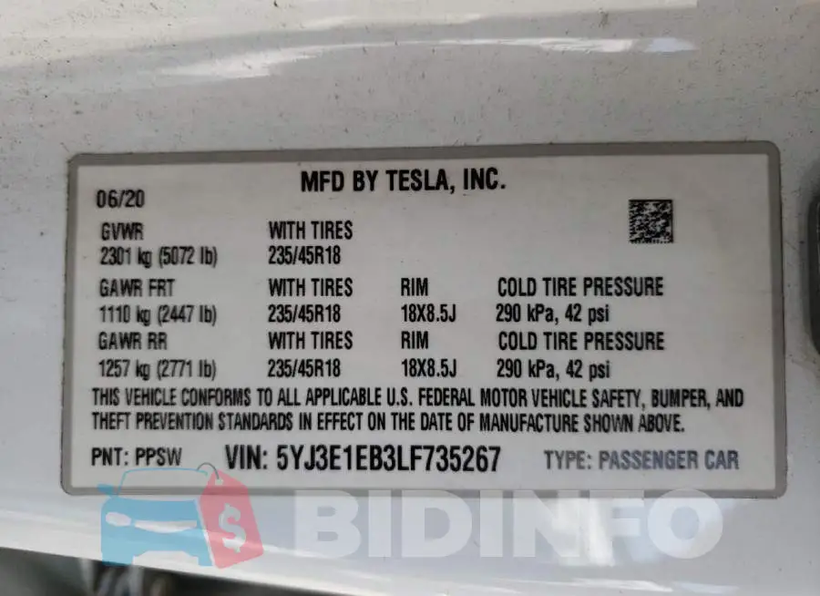 5YJ3E1EB3LF735267 Photo# 13
